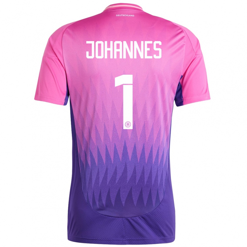 Kandiny Bambino Maglia Germania Stina Johannes #1 Rosa Viola Kit Gara Away 24-26 Maglietta