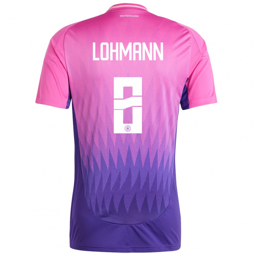 Kandiny Niño Camiseta Alemania Sydney Lohmann #8 Rosado Morado 2ª Equipación 24-26 La Camisa