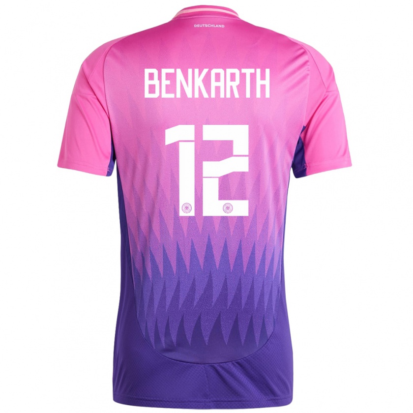 Kandiny Bambino Maglia Germania Laura Benkarth #12 Rosa Viola Kit Gara Away 24-26 Maglietta