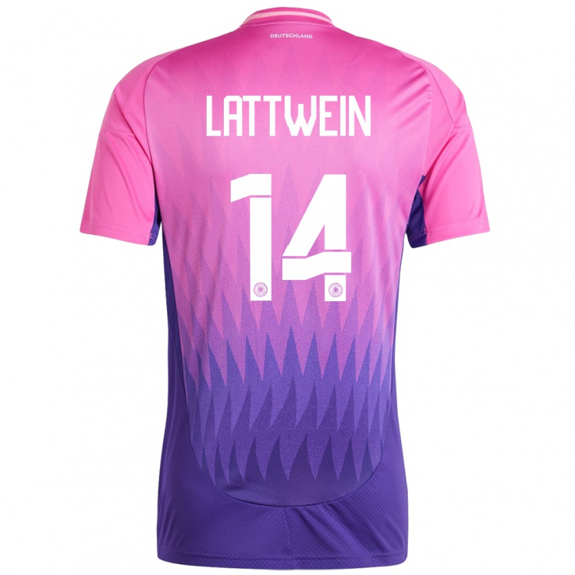 Kandiny Bambino Maglia Germania Lena Lattwein #14 Rosa Viola Kit Gara Away 24-26 Maglietta