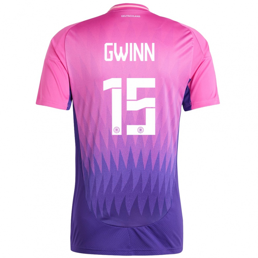 Kandiny Bambino Maglia Germania Giulia Gwinn #15 Rosa Viola Kit Gara Away 24-26 Maglietta