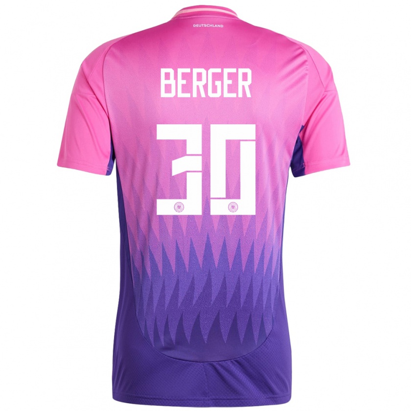 Kandiny Bambino Maglia Germania Ann Katrin Berger #30 Rosa Viola Kit Gara Away 24-26 Maglietta