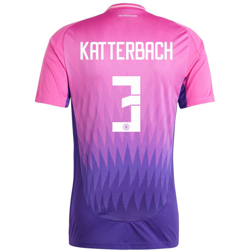 Kandiny Bambino Maglia Germania Noah Katterbach #3 Rosa Viola Kit Gara Away 24-26 Maglietta