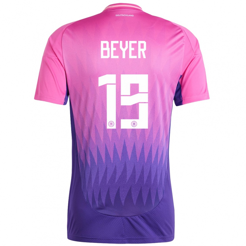 Kandiny Bambino Maglia Germania Jordan Beyer #19 Rosa Viola Kit Gara Away 24-26 Maglietta