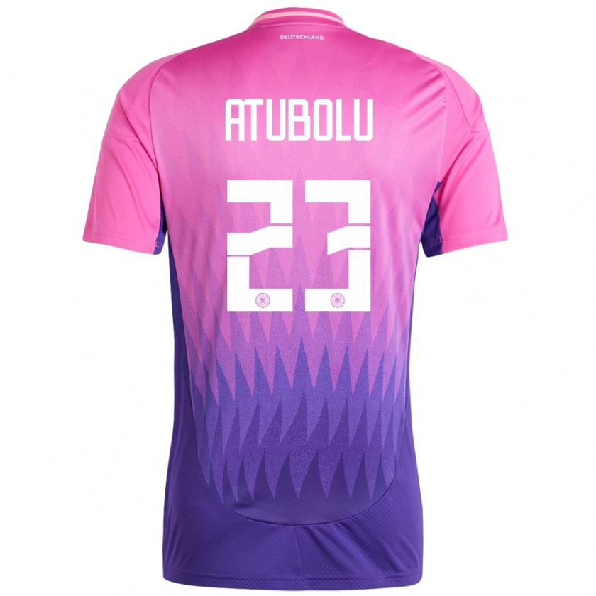 Kandiny Bambino Maglia Germania Noah Atubolu #23 Rosa Viola Kit Gara Away 24-26 Maglietta