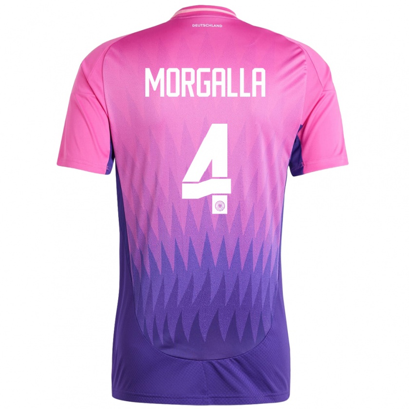 Kandiny Bambino Maglia Germania Leandro Morgalla #4 Rosa Viola Kit Gara Away 24-26 Maglietta