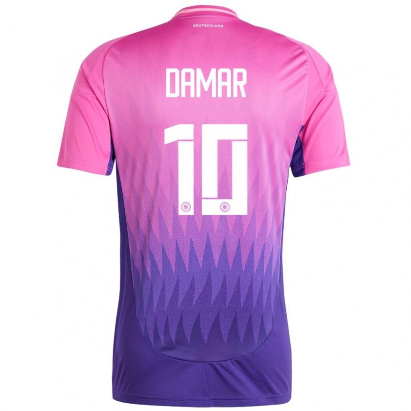 Kandiny Bambino Maglia Germania Muhammed Damar #10 Rosa Viola Kit Gara Away 24-26 Maglietta