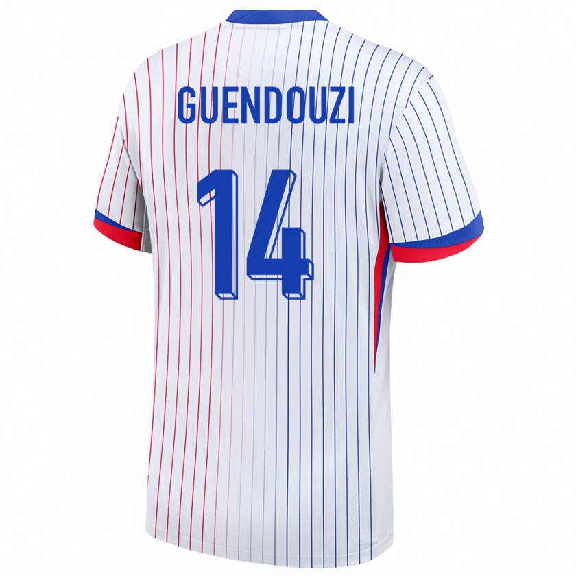 Kandiny Bambino Maglia Francia Matteo Guendouzi #14 Bianco Kit Gara Away 24-26 Maglietta