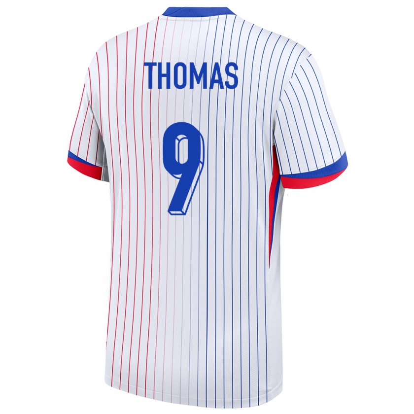 Kandiny Bambino Maglia Francia Lindsey Thomas #9 Bianco Kit Gara Away 24-26 Maglietta