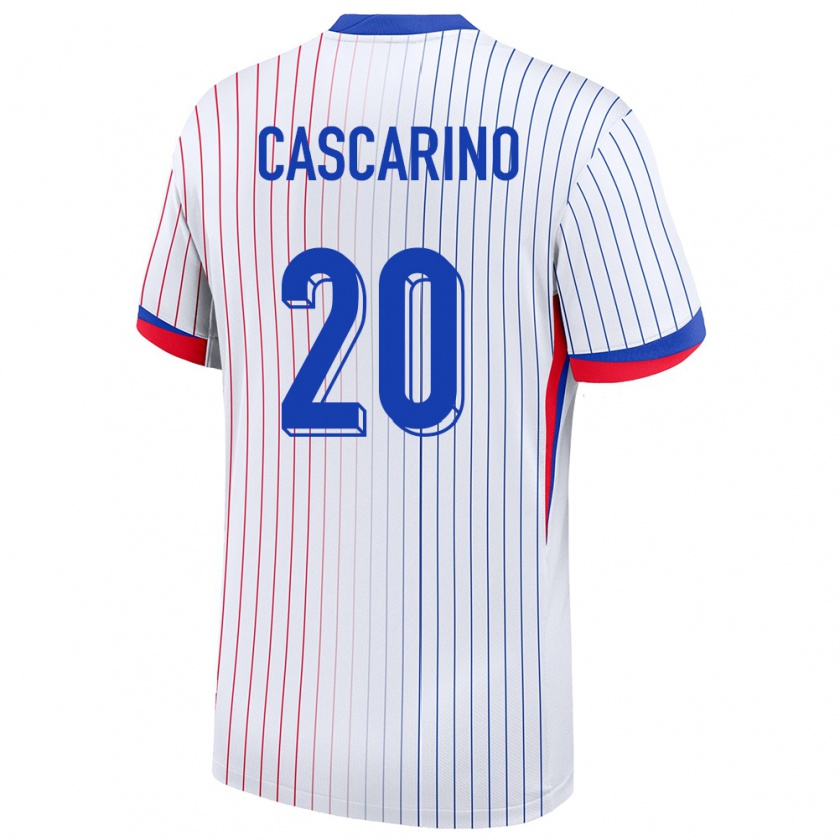 Kandiny Bambino Maglia Francia Delphine Cascarino #20 Bianco Kit Gara Away 24-26 Maglietta