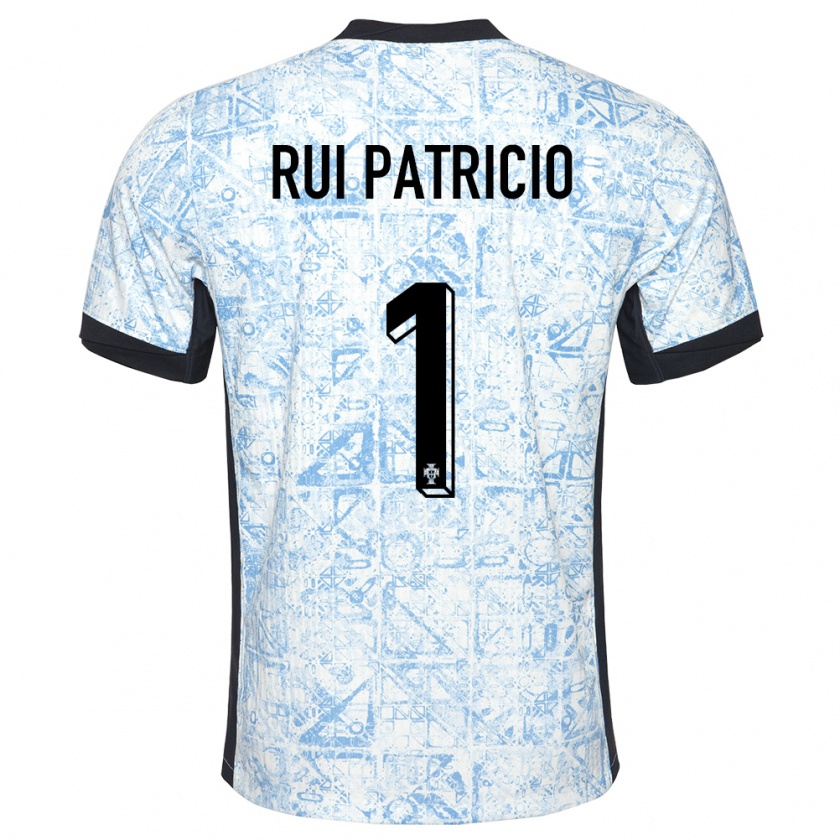 Kandiny Kinderen Portugal Rui Patricio #1 Crème Blauw Uitshirt Uittenue 24-26 T-Shirt België