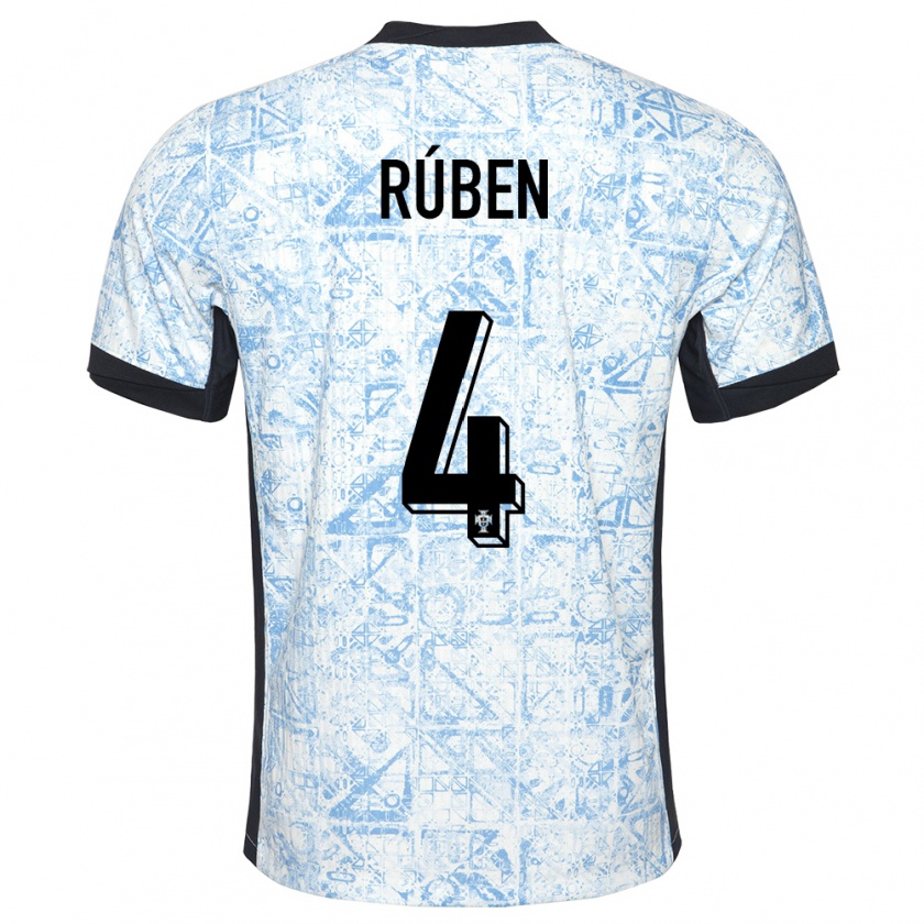 Kandiny Kinder Portugal Ruben Dias #4 Cremeblau Auswärtstrikot Trikot 24-26 T-Shirt Österreich