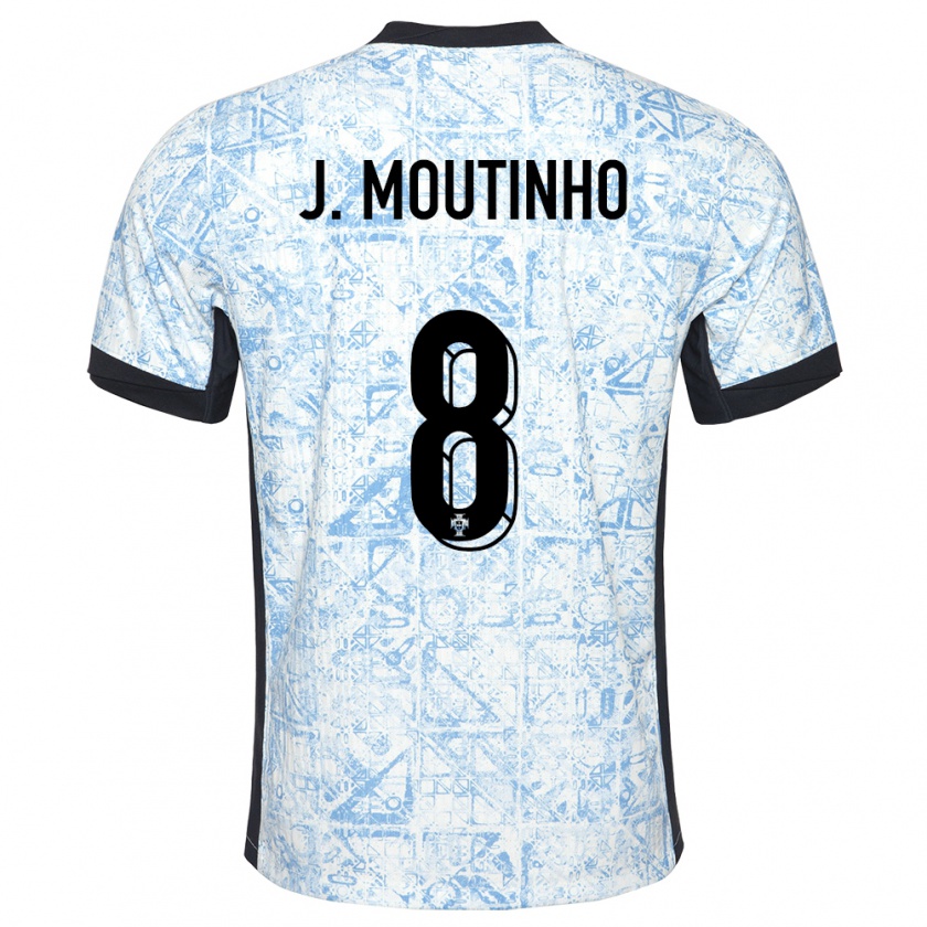 Kandiny Kinderen Portugal Joao Moutinho #8 Crème Blauw Uitshirt Uittenue 24-26 T-Shirt België