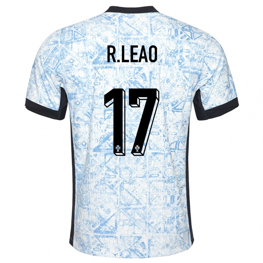 Kandiny Kinderen Portugal Rafael Leao #17 Crème Blauw Uitshirt Uittenue 24-26 T-Shirt België