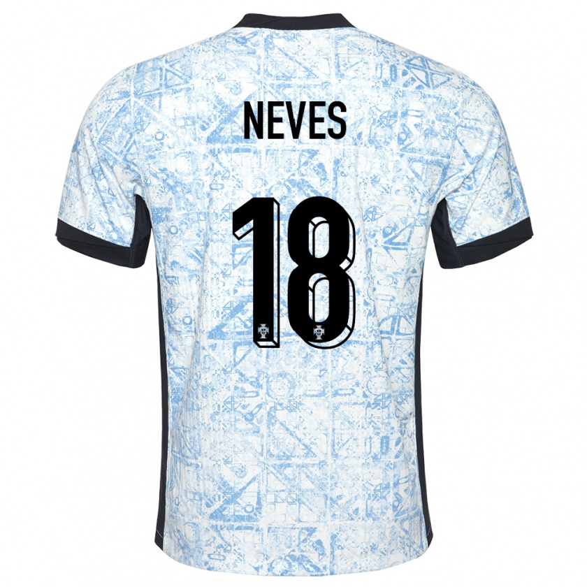 Kandiny Kinder Portugal Ruben Neves #18 Cremeblau Auswärtstrikot Trikot 24-26 T-Shirt Österreich