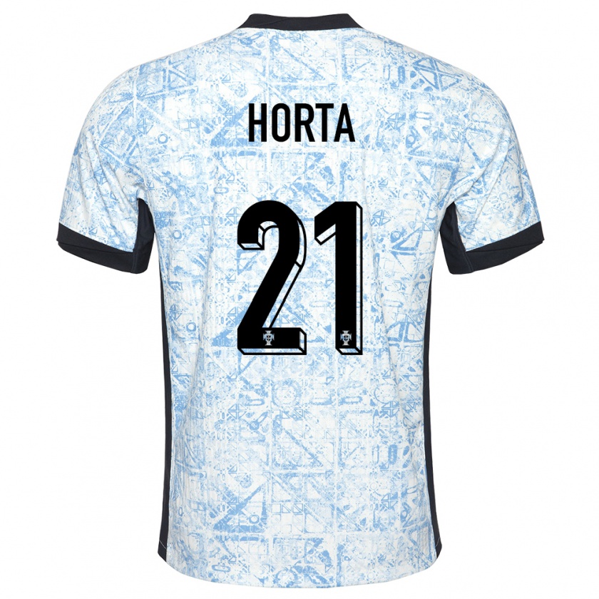 Kandiny Kinder Portugal Ricardo Horta #21 Cremeblau Auswärtstrikot Trikot 24-26 T-Shirt Österreich