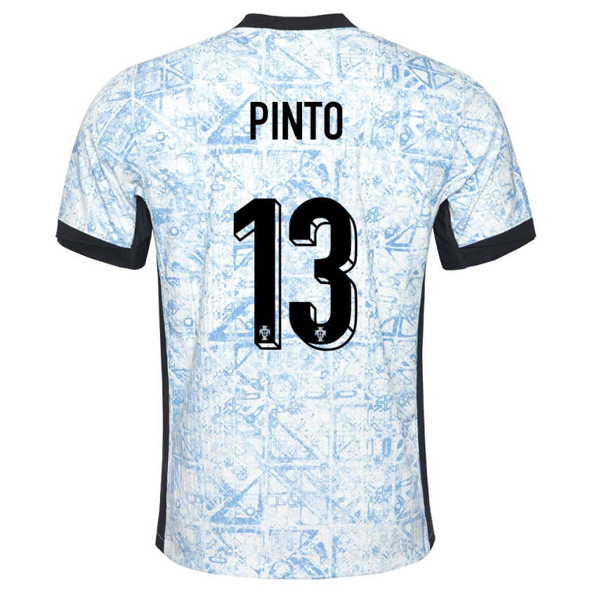 Kandiny Kinder Portugal Fatima Pinto #13 Cremeblau Auswärtstrikot Trikot 24-26 T-Shirt Österreich