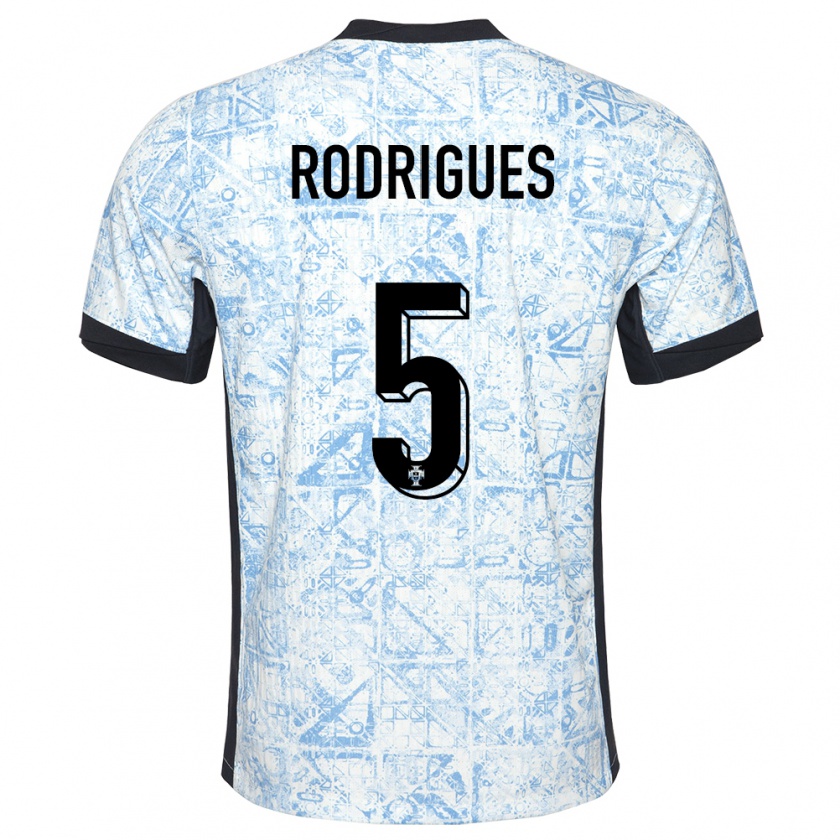 Kandiny Kinderen Portugal Rafael Rodrigues #5 Crème Blauw Uitshirt Uittenue 24-26 T-Shirt België