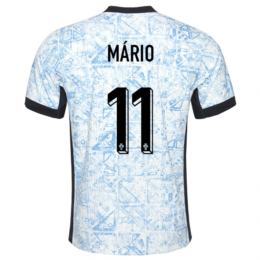 Kandiny Kinder Portugal Joao Mario #11 Cremeblau Auswärtstrikot Trikot 24-26 T-Shirt Österreich