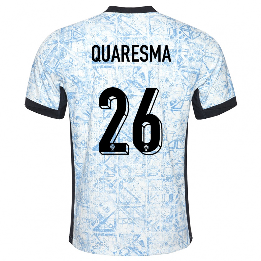 Kandiny Kinderen Portugal Eduardo Quaresma #26 Crème Blauw Uitshirt Uittenue 24-26 T-Shirt België