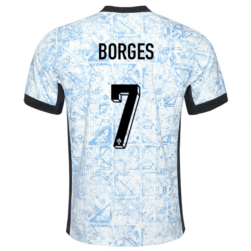 Kandiny Kinderen Portugal Carlos Borges #7 Crème Blauw Uitshirt Uittenue 24-26 T-Shirt België