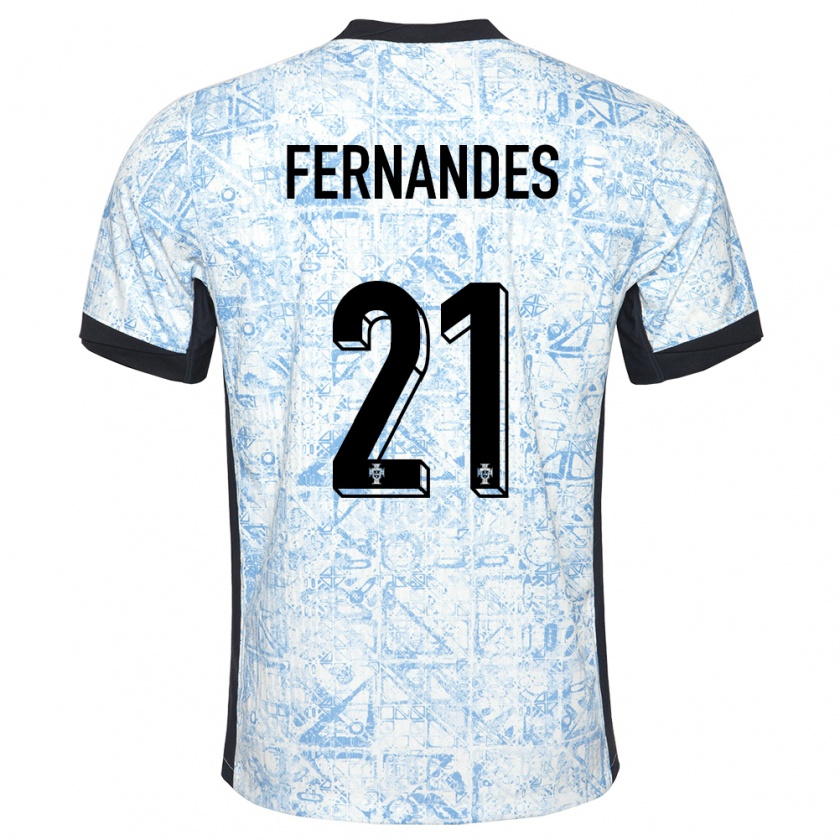 Kandiny Kinderen Portugal Mateus Fernandes #21 Crème Blauw Uitshirt Uittenue 24-26 T-Shirt België