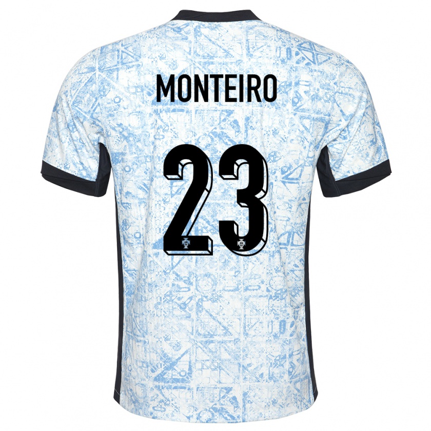 Kandiny Kinderen Portugal David Monteiro #23 Crème Blauw Uitshirt Uittenue 24-26 T-Shirt België