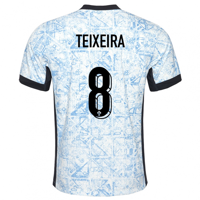 Kandiny Kinderen Portugal Joao Teixeira #8 Crème Blauw Uitshirt Uittenue 24-26 T-Shirt België