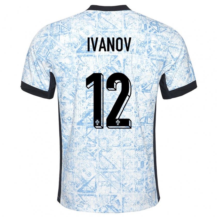 Kandiny Kinder Portugal David Ivanov #12 Cremeblau Auswärtstrikot Trikot 24-26 T-Shirt Österreich