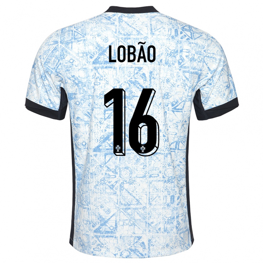 Kandiny Kinderen Portugal Diogo Lobao #16 Crème Blauw Uitshirt Uittenue 24-26 T-Shirt België