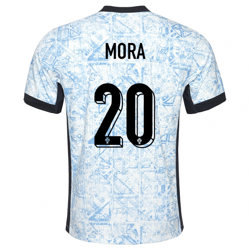 Kandiny Kinder Portugal Rodrigo Mora #20 Cremeblau Auswärtstrikot Trikot 24-26 T-Shirt Österreich