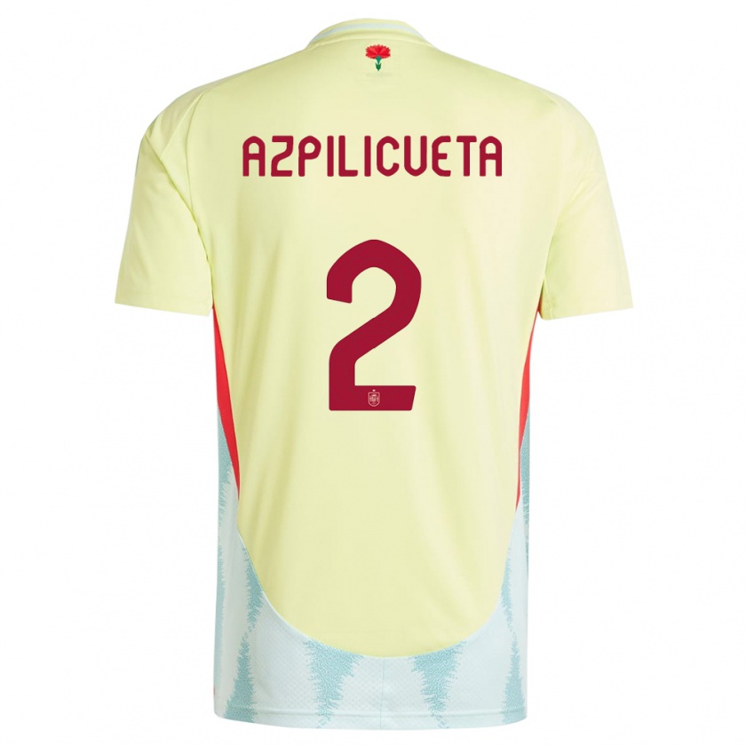 Kandiny Niño Camiseta España Cesar Azpilicueta #2 Amarillo 2ª Equipación 24-26 La Camisa