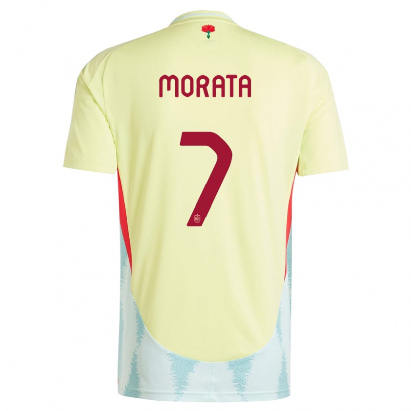 Kandiny Niño Camiseta España Alvaro Morata #7 Amarillo 2ª Equipación 24-26 La Camisa