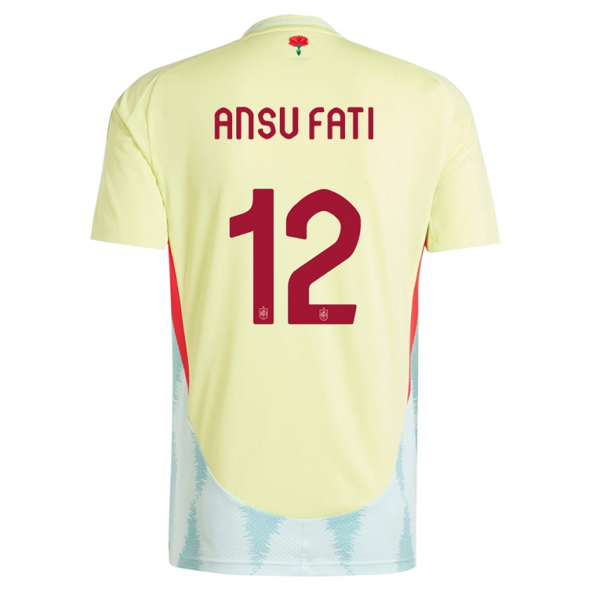 Kandiny Bambino Maglia Spagna Ansu Fati #12 Giallo Kit Gara Away 24-26 Maglietta