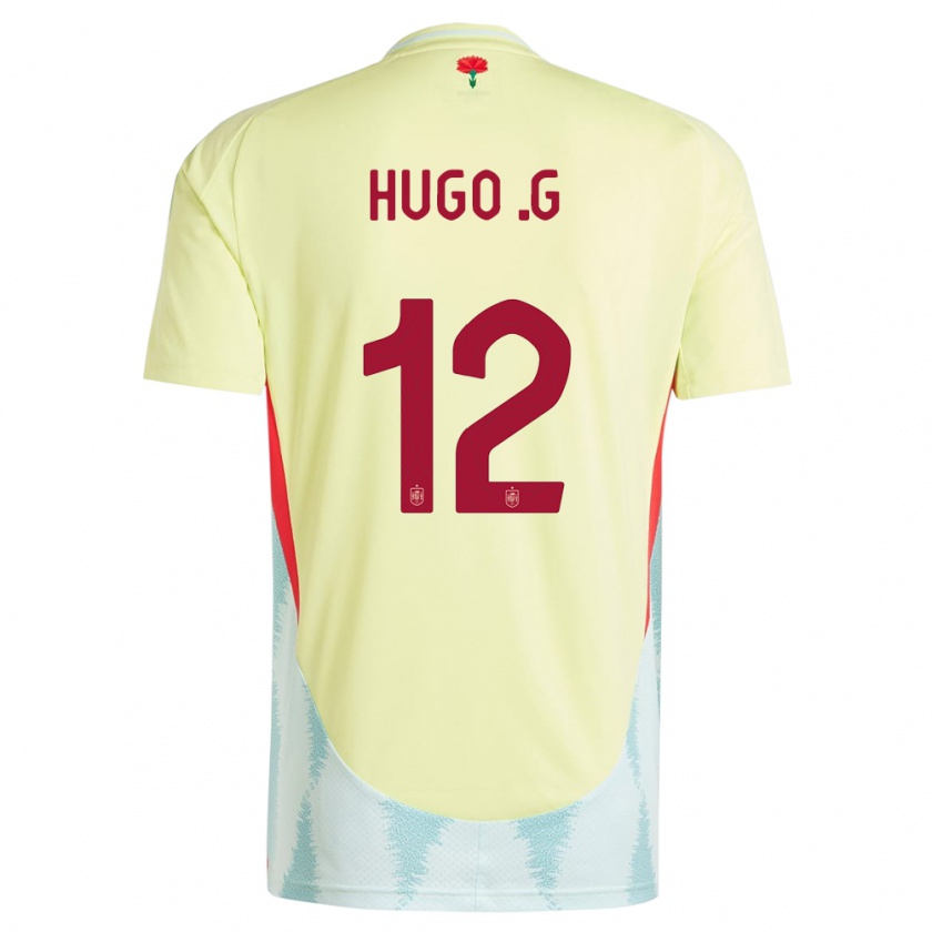 Kandiny Bambino Maglia Spagna Hugo Guillamon #12 Giallo Kit Gara Away 24-26 Maglietta