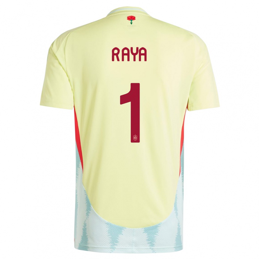 Kandiny Bambino Maglia Spagna David Raya #1 Giallo Kit Gara Away 24-26 Maglietta