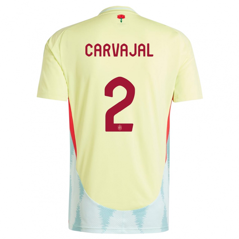 Kandiny Bambino Maglia Spagna Daniel Carvajal #2 Giallo Kit Gara Away 24-26 Maglietta