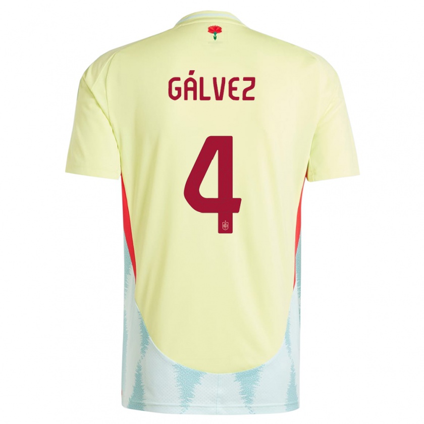 Kandiny Bambino Maglia Spagna Rocio Galvez #4 Giallo Kit Gara Away 24-26 Maglietta