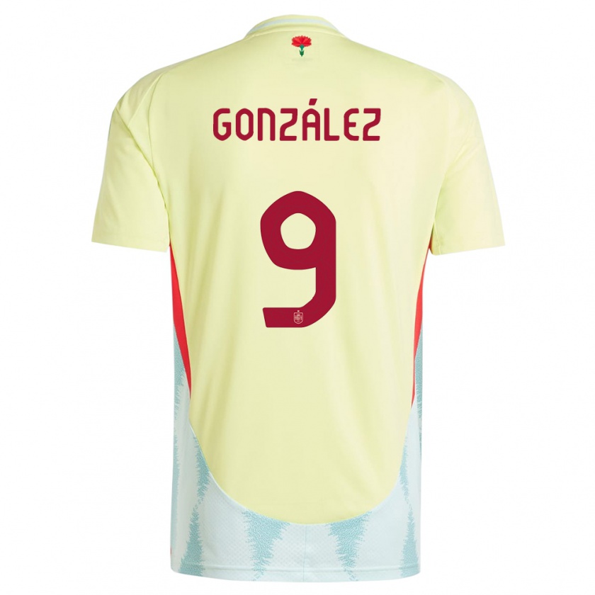 Kandiny Bambino Maglia Spagna Esther Gonzalez #9 Giallo Kit Gara Away 24-26 Maglietta