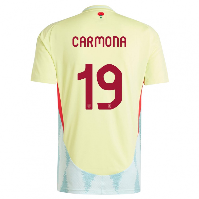 Kandiny Bambino Maglia Spagna Olga Carmona #19 Giallo Kit Gara Away 24-26 Maglietta