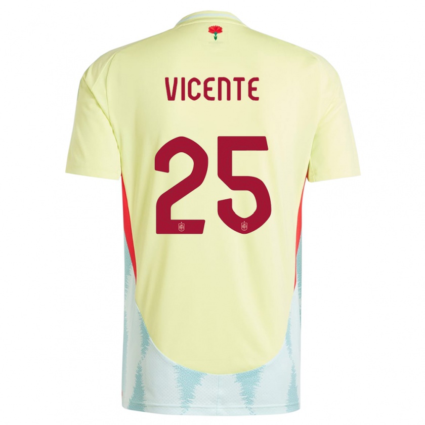 Kandiny Bambino Maglia Spagna Ainhoa Vicente #25 Giallo Kit Gara Away 24-26 Maglietta