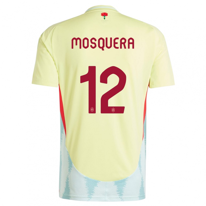 Kandiny Niño Camiseta España Cristian Mosquera #12 Amarillo 2ª Equipación 24-26 La Camisa