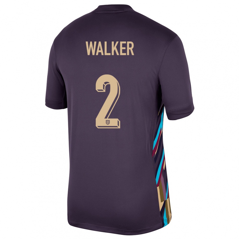 Kandiny Kinder England Kyle Walker #2 Dunkle Rosine Auswärtstrikot Trikot 24-26 T-Shirt Österreich