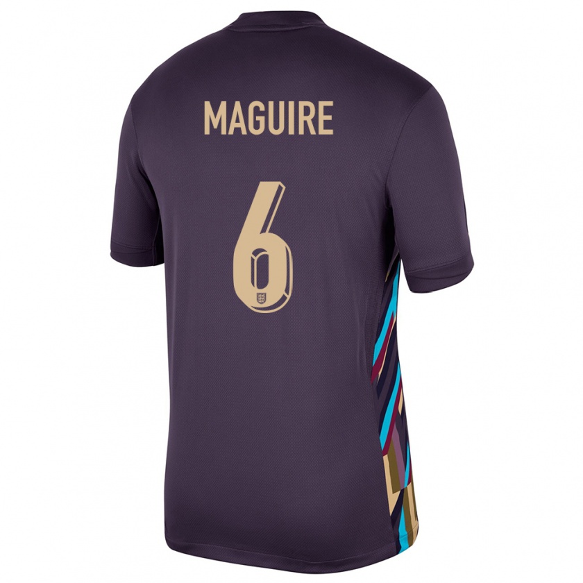 Kandiny Bambino Maglia Inghilterra Harry Maguire #6 Uvetta Scura Kit Gara Away 24-26 Maglietta