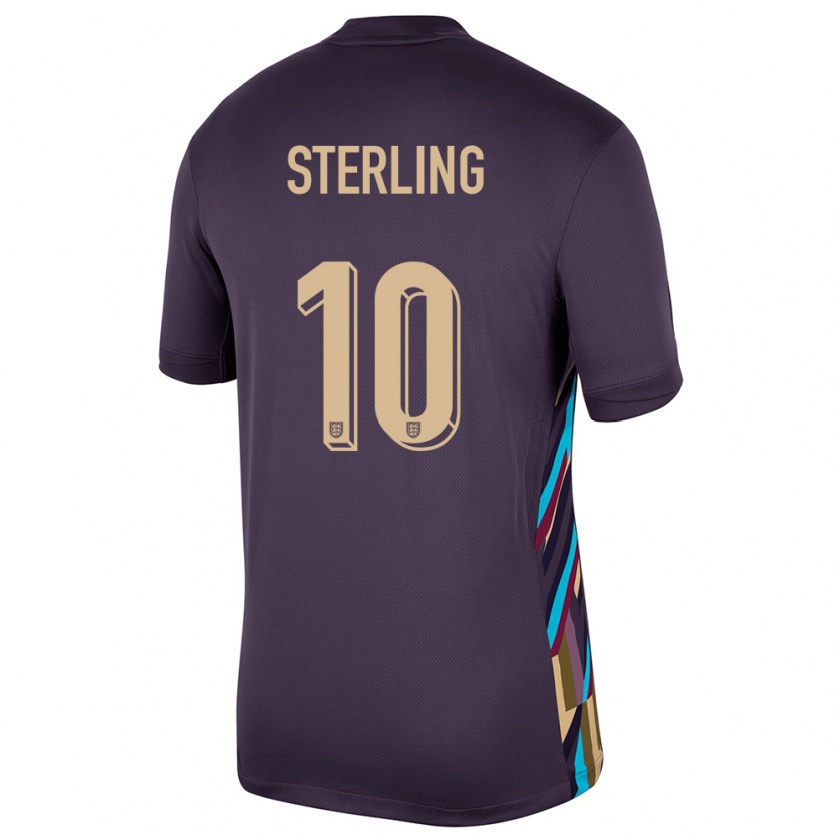 Kandiny Kinder England Raheem Sterling #10 Dunkle Rosine Auswärtstrikot Trikot 24-26 T-Shirt Österreich