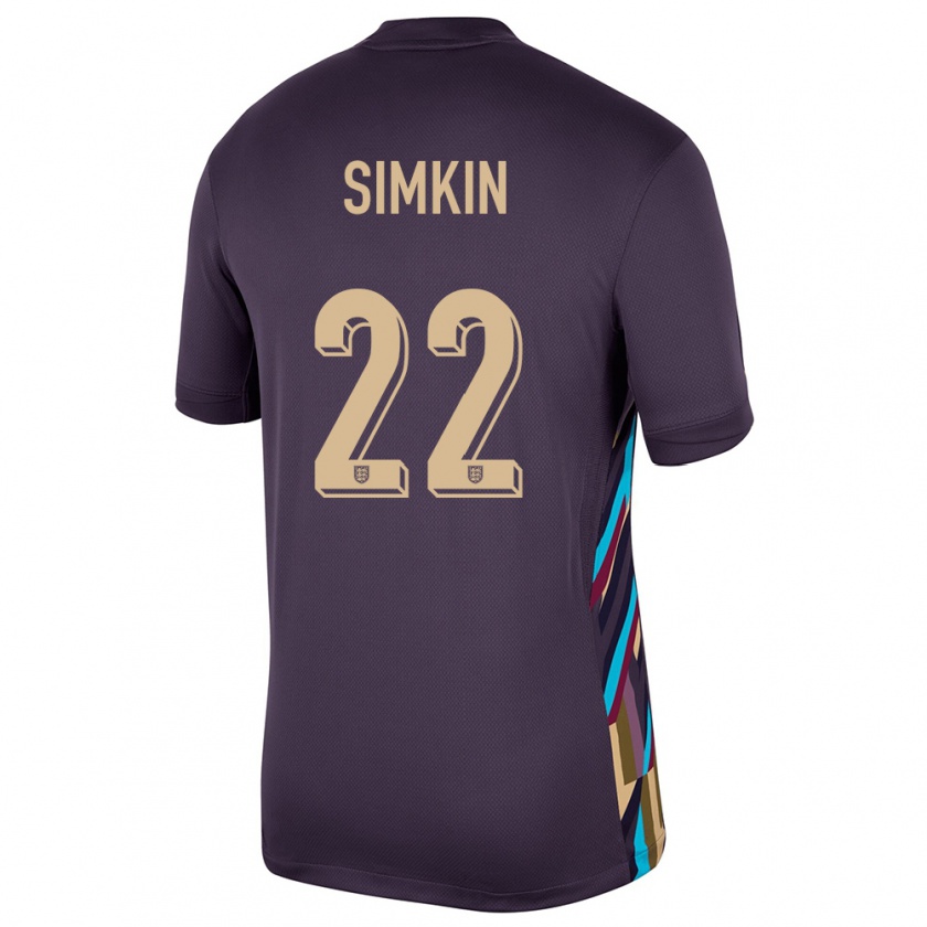 Kandiny Kinderen Engeland Tommy Simkin #22 Donkere Rozijn Uitshirt Uittenue 24-26 T-Shirt België