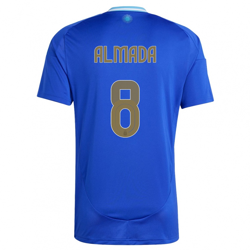 Kandiny Kinder Argentinien Thiago Almada #8 Blau Auswärtstrikot Trikot 24-26 T-Shirt Österreich