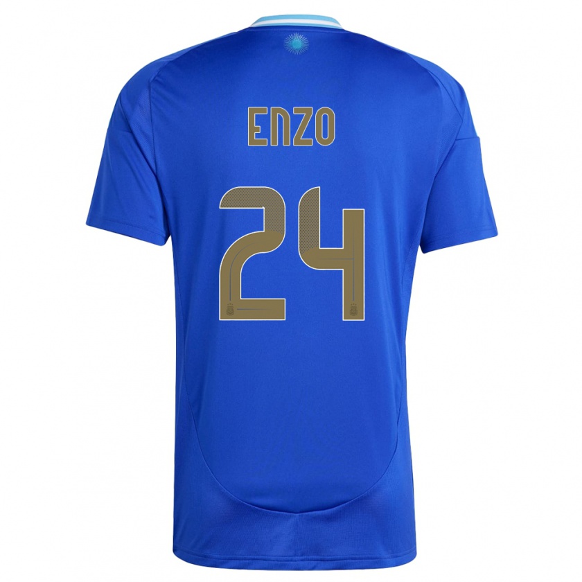 Kandiny Kinder Argentinien Enzo Fernandez #24 Blau Auswärtstrikot Trikot 24-26 T-Shirt Österreich