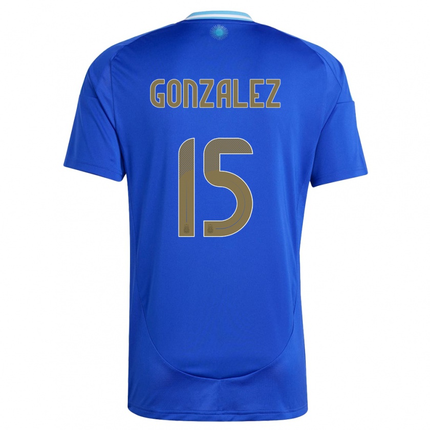 Kandiny Kinderen Argentinië Nicolas Gonzalez #15 Blauw Uitshirt Uittenue 24-26 T-Shirt België