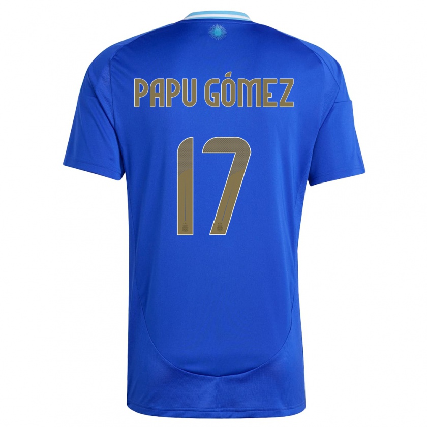 Kandiny Bambino Maglia Argentina Papu Gomez #17 Blu Kit Gara Away 24-26 Maglietta